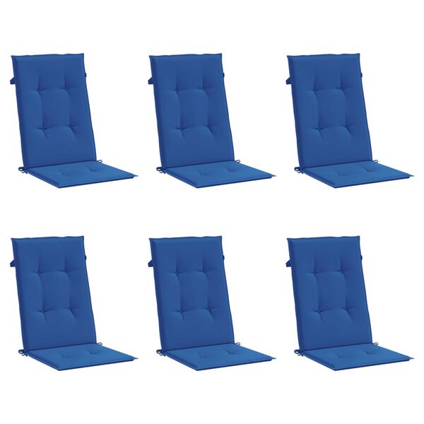 vidaXL Patio Highback Chair Cushions 6 pcs Royal Blue 47.2x19.7x1.2" Fabric