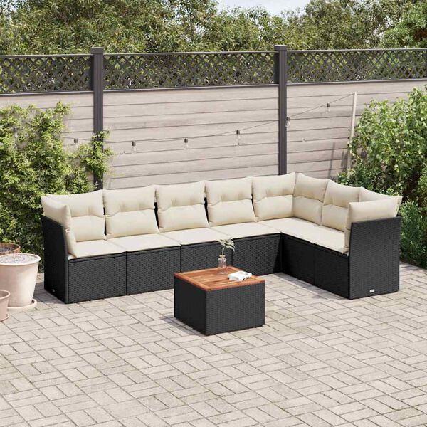 vidaXL Garden Sofa Set Black, Cream White