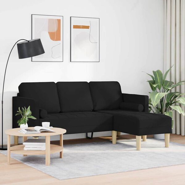 vidaXL Sofa Set with Cushion Black 68.11 x 51.57 x 26.38 in Polyester