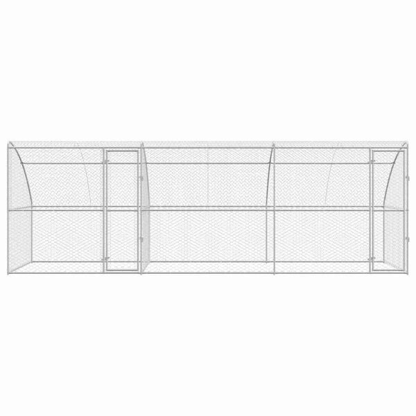 vidaXL Dog Kennel 3 pcs Silver 19.69 x 6.56 x 6.56 ft Galvanised steel