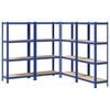 vidaXL 4-Layer Storage Shelves 4 pcs Blue Steel&Engineered Wood