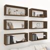 vidaXL Wall Cube Shelf Set of 6 Brown Oak Engineered Wood