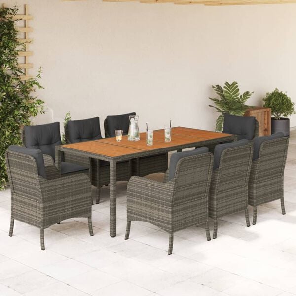 vidaXL Garden Dining Set Grey