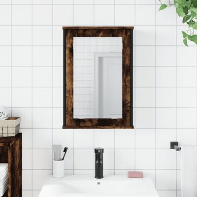 vidaXL Bathroom Mirror Cabinet Smoked Oak 16.5"x4.7"x23.6" Engineered Wood