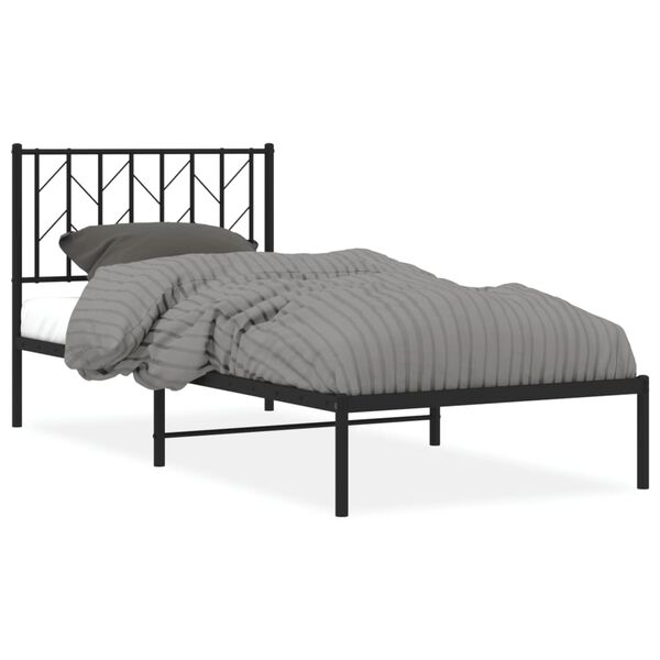 vidaXL Bed Frame Black Powder-coated steel Twin Bed Frame Rectangular