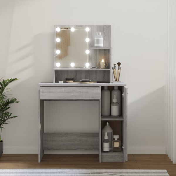 vidaXL Dressing Table Grey Sonoma Engineered wood, acrylic