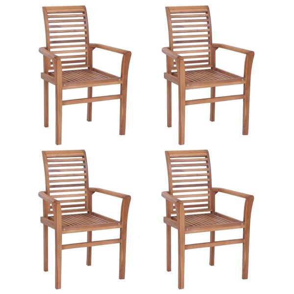 vidaXL Dining Chair Set of 4 Warm Teak Fine sanded teak hardwood
