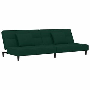 vidaXL Sofa Bed Dark Green Velvet, Wood, Plastic, Foam 2-seater