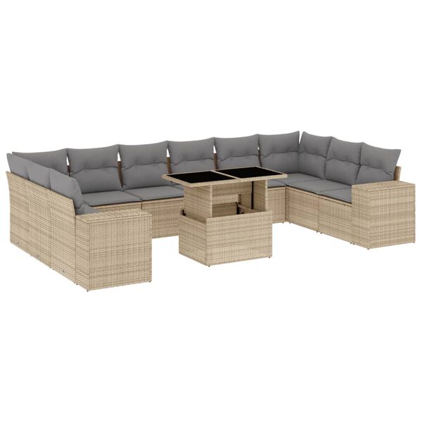 vidaXL Patio Sofa Set Beige, Light Grey