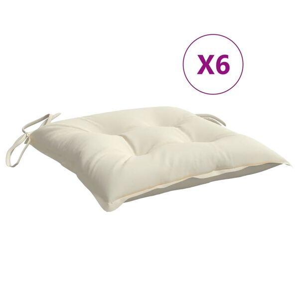 vidaXL Chair Cushion Set of 6 Cream White Oxford fabric 19.7x19.7x2.8 in