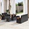 vidaXL Garden Sofa Set with Cushion 10 pcs Black Poly Rattan