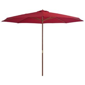 vidaXL Garden Parasol Burgundy Polyester, Laminated bamboo, Hardwood Large