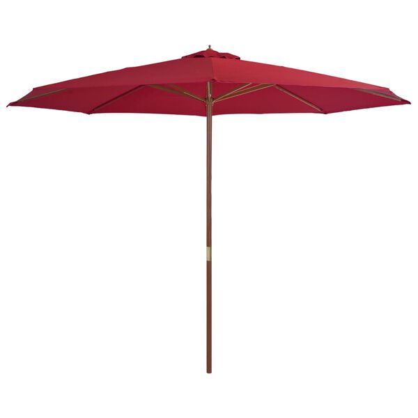 vidaXL Garden Parasol Burgundy Polyester, Laminated bamboo, Hardwood Large