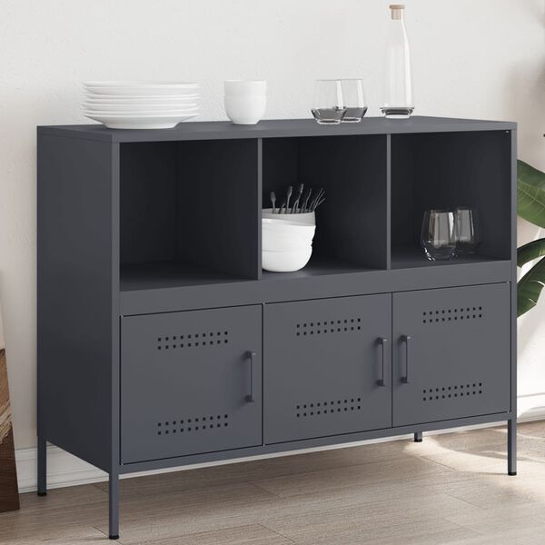 vidaXL Sideboard Anthracite Cold-rolled steel Medium Adjustable Feet