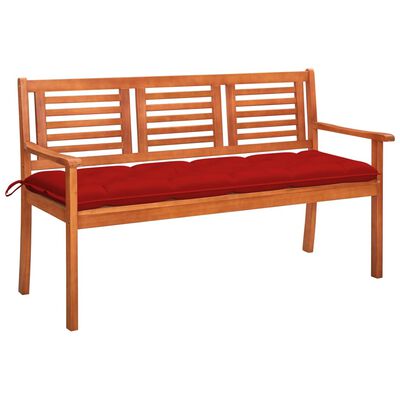 vidaXL 3-Seater Patio Bench with Cushion 59.1" Solid Eucalyptus Wood