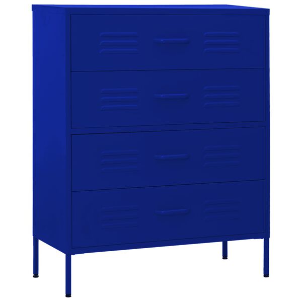 vidaXL Chest Of Drawer Navy Blue Steel Medium Levelers