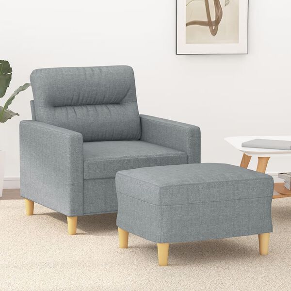 vidaXL Sofa Chair With Footstool Light Grey