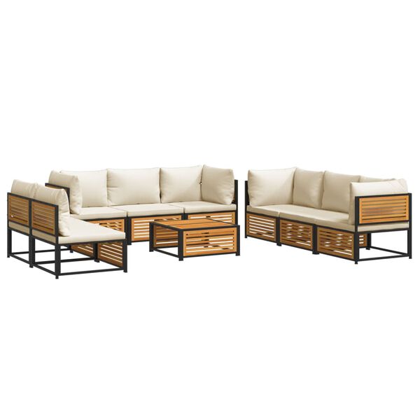 vidaXL Garden Sofa Set Cream White, Natural Wood