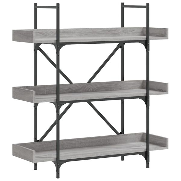 vidaXL Bookcase Grey Sonoma Engineered wood, metal Medium