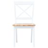 vidaXL Dining Chair Set of 6 White and natural Solid rubber wood