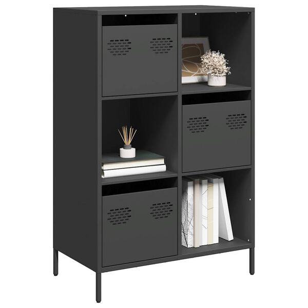 vidaXL Highboard Black Cold-rolled steel Medium Highboard Rectangular