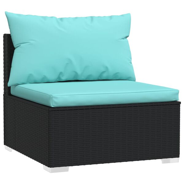 vidaXL Garden Lounge Set Black, Water Blue