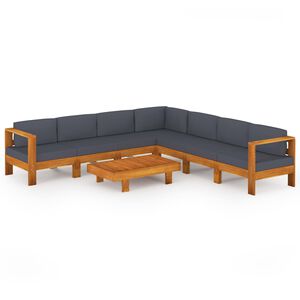 vidaXL Wooden Lounge Set Dark Grey Solid Acacia wood Modular