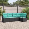 vidaXL Sofa Set 5 pcs Black Poly Rattan