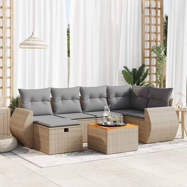 vidaXL Garden Sofa Set Beige, Light Grey