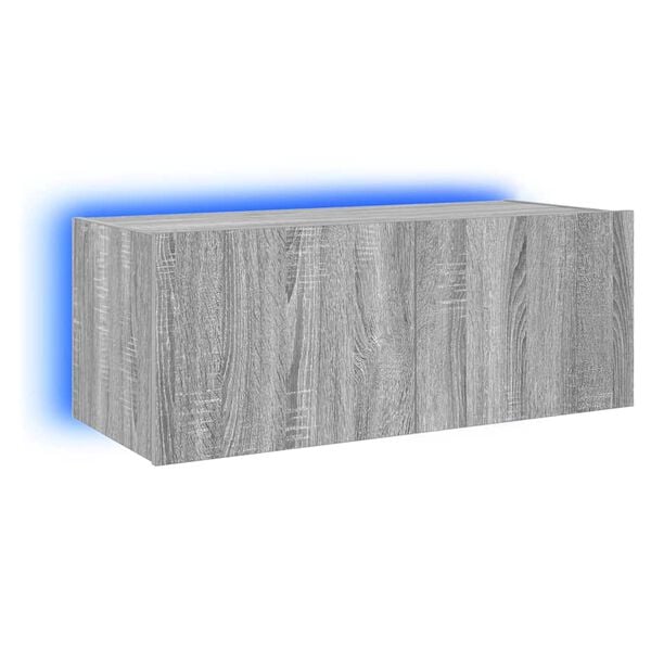 vidaXL TV Wall Cabinet Grey sonoma Engineered wood Medium