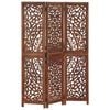 vidaXL Hand carved 3-Panel Room Divider Brown 47.2"x65" Solid Mango Wood