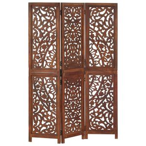 vidaXL Hand carved 3-Panel Room Divider Brown 47.2"x65" Solid Mango Wood