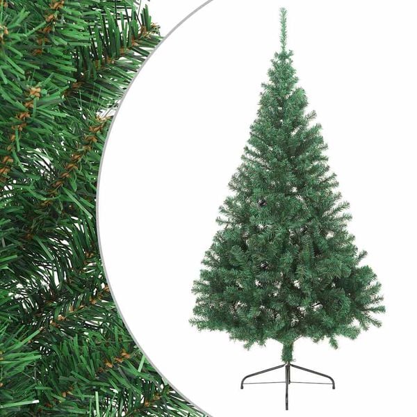 vidaXL Artificial Half Christmas Tree Green PVC, Steel Large Foldable