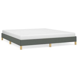 vidaXL Bed Frame Dark Gray Polyester, Plywood, Engineered Wood