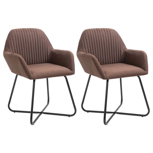 vidaXL Dining Chair Set of 2 Brown Polyester Medium Modern