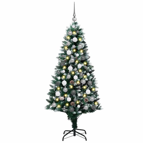 vidaXL Artificial Christmas Tree Green 70.9" PVC and Steel and Plastic