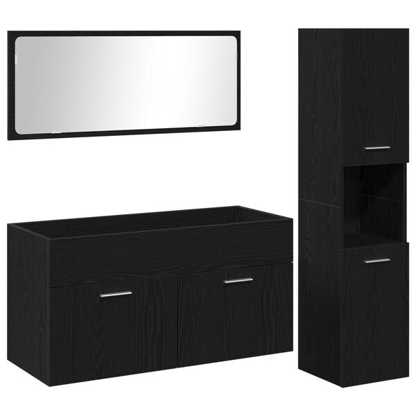 vidaXL Bathroom Furniture Set 3 pcs Black Oak 23.6" x 15.2" x 18.1
