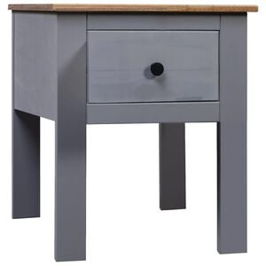 vidaXL Bedside Cabinet Grey Solid Pinewood Medium Stylish Nightstand