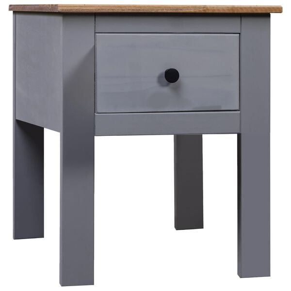 vidaXL Bedside Cabinet Grey Solid Pinewood Medium Stylish Nightstand