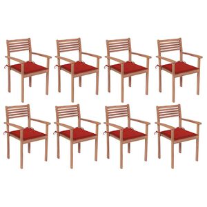 vidaXL Patio Chair Set of 8 Warm teak Solid teak wood, 100% polyester