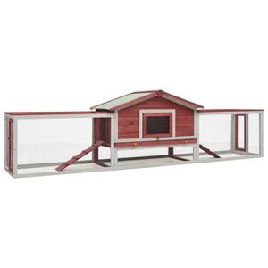 vidaXL Rabbit Hutch Red and white