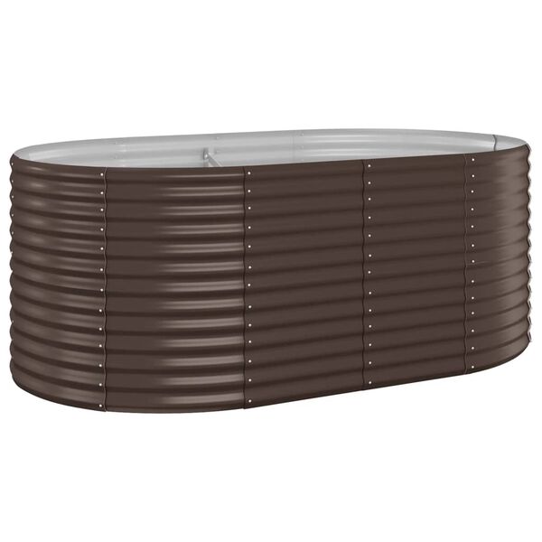 vidaXL Garden Raised Bed Brown Powder-Coated Steel Large Tough