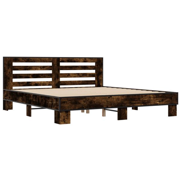 vidaXL Bed Frame Smoked Oak Engineered Wood Super King Durable