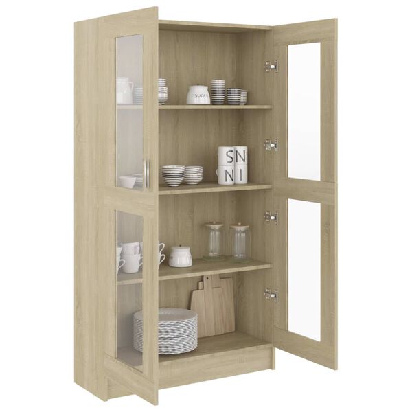 vidaXL Vitrine Cabinet Sonoma oak Engineered wood, glass Medium