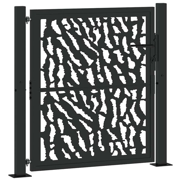 vidaXL Garden Gate Black 39.4x39.4" Steel Trace  Design