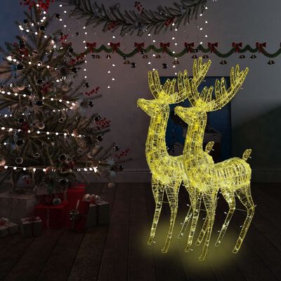 vidaXL XXL Acrylic Christmas Reindeers 250 LED 2 pcs 70.9" Warm White