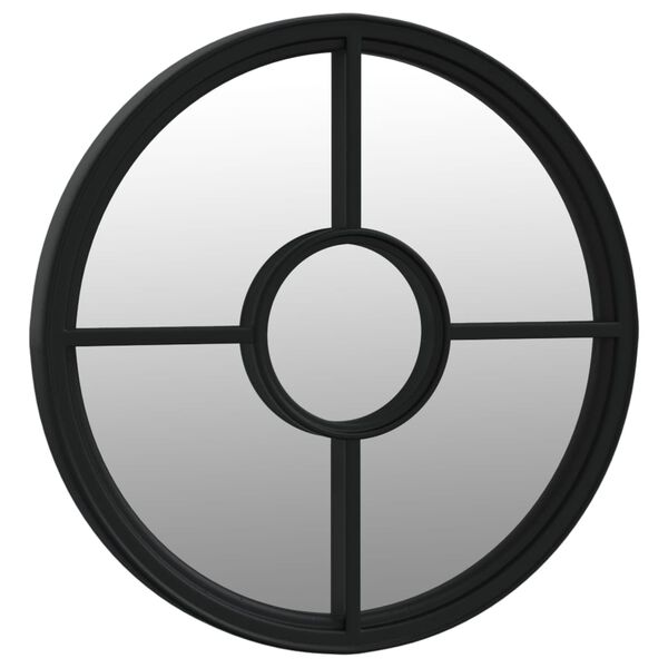 vidaXL Round Garden Mirror Black Iron 23.6 in diameter Decorative Inlays