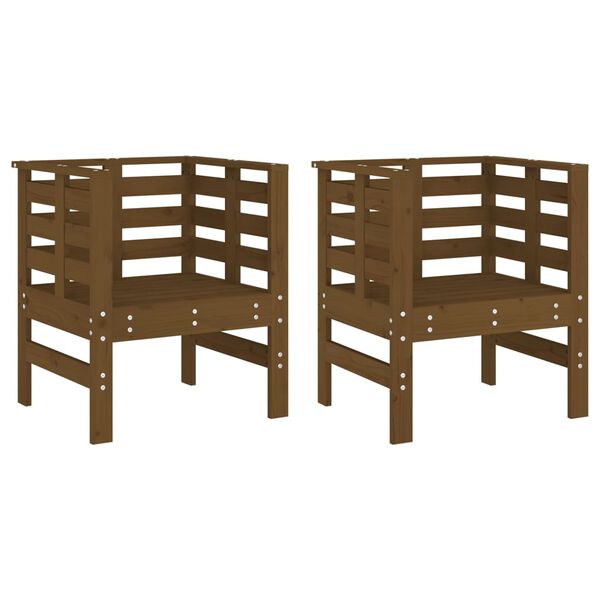 vidaXL Garden Chair Set of 2 Honey brown Solid pine wood