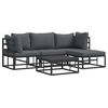 vidaXL Garden Sofa Set with Cushion 5 pcs Black Aluminium
