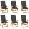 vidaXL Garden Chair Set of 6 Anthracite Solid Teak Wood